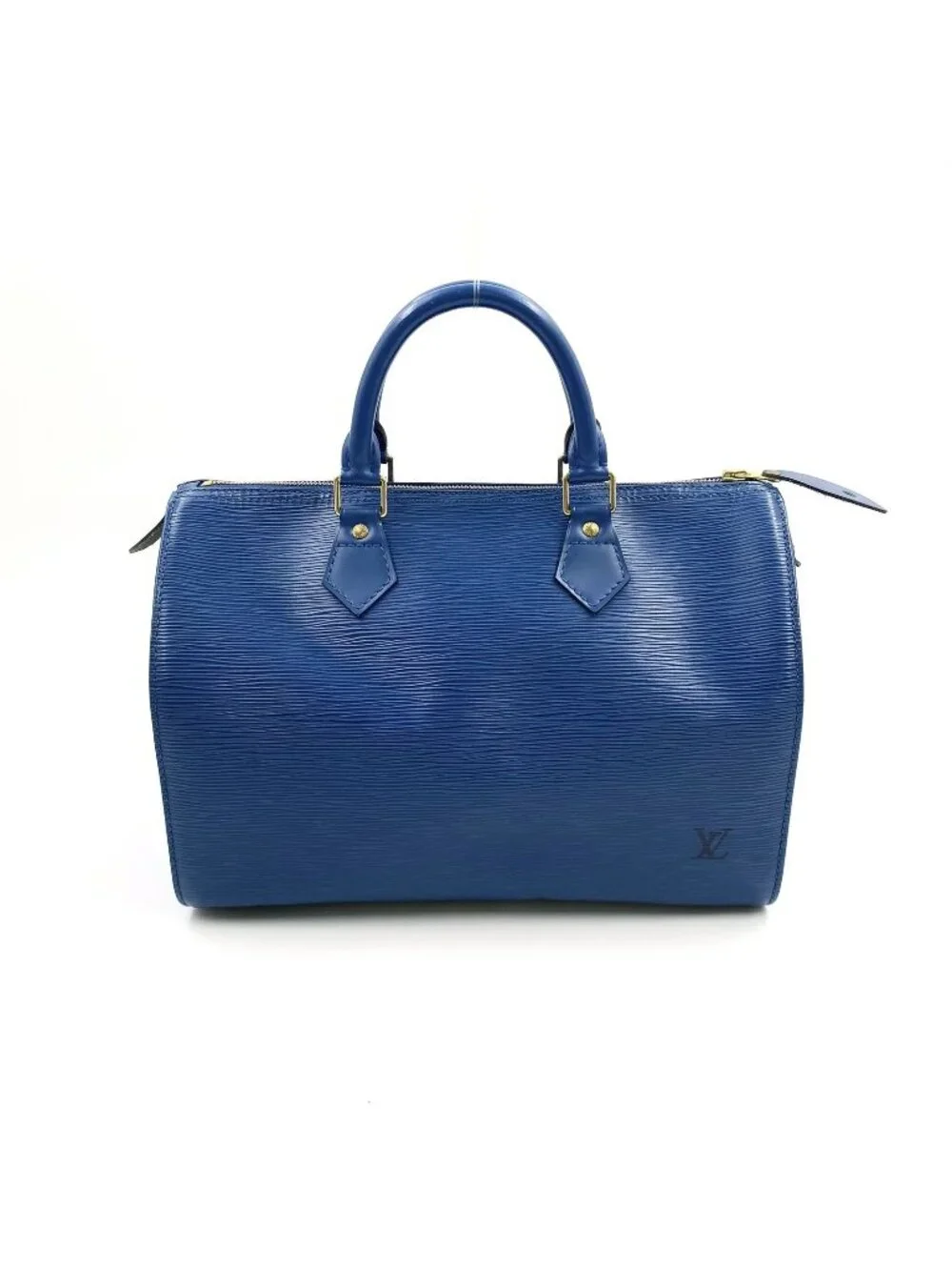 Louis Vuitton Speedy 30 Epi Toledo Blue Leather Handbag Gold